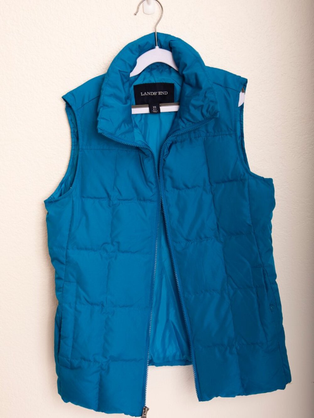 Lands’ End Down Vest Women’s XS Extra Small Blue Puffer Jacket Quilted - Picture 2 of 5